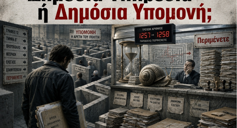 Άρθρο γνώμης για τη γραφειοκρατία, τις καθυστερήσεις στις δημόσιες υπηρεσίες και τις καταγγελίες πολιτών προς τη ΔΥΠΑ και τον Συνήγορο του Πολίτη.