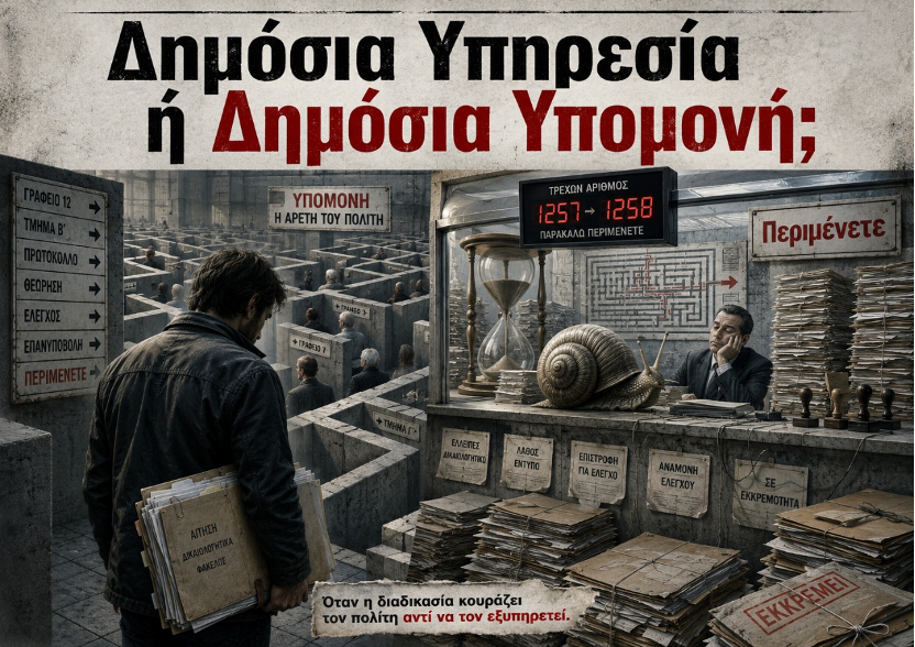 Άρθρο γνώμης για τη γραφειοκρατία, τις καθυστερήσεις στις δημόσιες υπηρεσίες και τις καταγγελίες πολιτών προς τη ΔΥΠΑ και τον Συνήγορο του Πολίτη.